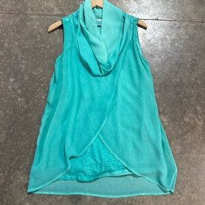 Soft Surroundings Aqua Cowl Neck Sleeveless Blouse Women’s Small